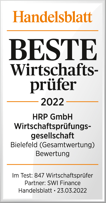 Handelsblatt - Beste Wirtschaftsprüfer 2022 - HRP GmbH Wirtschaftsprüfungsgesellschaft